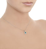 Emerald 6 X 4mm And Diamond 18k White Gold Pendant Necklace Fer26-gy