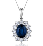 Sapphire And 0.75ct Diamond Necklace 18k White Gold Asteria Collection