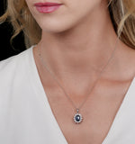 Sapphire And 0.75ct Diamond Necklace 18k White Gold Asteria Collection