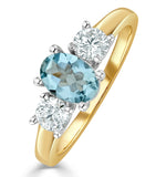 Aquamarine 0.70ct And Diamond 0.50ct 18k Gold Ring  Fet23-c