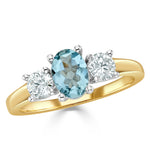 Aquamarine 0.70ct And Diamond 0.50ct 18k Gold Ring  Fet23-c