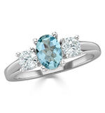 Aquamarine 0.70ct And Diamond 0.50ct 18k White Gold Ring