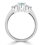 Aquamarine 0.70ct And Diamond 0.50ct 18k White Gold Ring