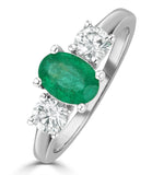 Emerald 0.70ct And Lab Diamonds G/vs 0.50ct 18k White Gold Ring