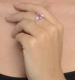 Pink Sapphire 1.00ct And 0.50ct H/si Diamond Platinum Ring