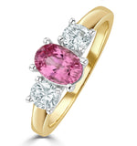18k Gold 0.50ct H/si Diamond And 1.00ct Pink Sapphire Ring
