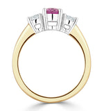 18k Gold 0.50ct H/si Lab Diamonds G/vs And 1.00ct Pink Sapphire Ring