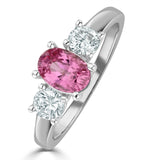 18k White Gold 0.50ct Lab Diamonds G/vs 1.00ct Pink Sapphire Ring