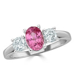 Pink Sapphire 1.00ct And 0.50ct H/si Diamond Platinum Ring