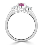 18k White Gold 0.50ct H/si Diamond And 1.00ct Pink Sapphire Ring