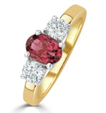 Pink Tourmaline 0.80ct And Diamond Ring In 18k Gold - Fet23