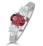 Pink Tourmaline 0.80ct  And Diamond Ring In 18k White Gold - Fet23