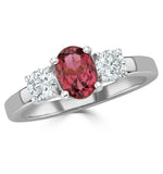 Pink Tourmaline 0.80ct  And Diamond Ring In 18k White Gold - Fet23