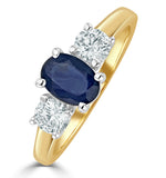 Sapphire 0.80ct And Diamond 0.50ct 18k Gold Ring  Fet23-u