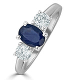 Sapphire 0.80ct And Diamond 0.50ct 18k White Gold Ring Fet23-uy