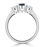 Sapphire 0.80ct And Diamond 0.50ct 18k White Gold Ring Fet23-uy