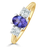 Tanzanite 7 X 5mm And Diamond 18k Gold Ring  Fet23-v