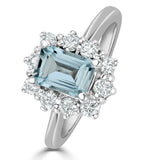 Aquamarine 0.85ct And Diamond 0.50ct 18k White Gold Ring