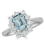 Aquamarine 0.85ct And Diamond 0.50ct 18k White Gold Ring