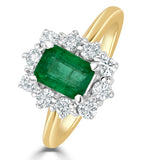 Emerald 1.00ct And Diamond 0.50ct 18k Gold Ring