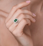 Emerald 1.00ct And Diamond 0.50ct 18k White Gold Ring