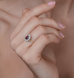 Pink Tourmaline 0.80ct And Diamond Halo Ring In 18k Gold - Fet25