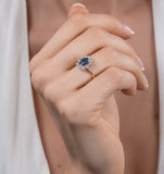 Sapphire 0.80ct And Diamond 0.50ct 18k White Gold Ring