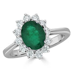 Emerald 1.15ct And Diamond 18k White Gold Ring