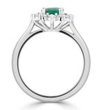 Emerald 1.15ct And Diamond 18k White Gold Ring