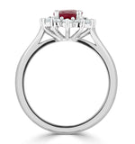 Ruby 1.35ct And Diamond 0.50ct 18k White Gold Ring