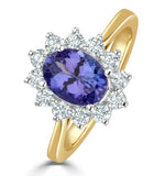 Tanzanite 8 X 6mm And Diamond 18k Gold Ring