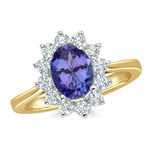 Tanzanite 8 X 6mm And Diamond 18k Gold Ring