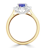 Tanzanite 8 X 6mm And Diamond 18k Gold Ring