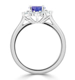 Tanzanite 8 X 6mm And 0.50ct Diamond 18k White Gold Ring