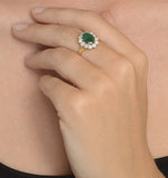 Emerald 1.95ct And Diamond 1.00ct Cluster Ring In 18k Gold