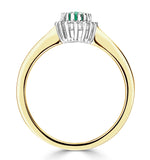 Emerald 6 X 4mm And Diamond 18k Gold Ring  Fet20-g