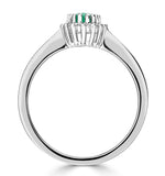 Emerald 6 X 4mm And Diamond 18k White Gold Ring  Fet20-gy