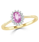 9k Gold Diamond And Pink Sapphire Ring 0.08ct