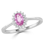 9k White Gold Diamond And Pink Sapphire Ring 0.08ct