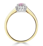 9k Gold Diamond And Pink Sapphire Ring 0.08ct