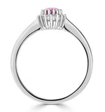 9k White Gold Diamond And Pink Sapphire Ring 0.08ct