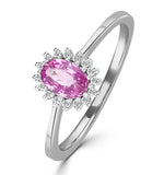 18k White Gold Diamond And Pink Sapphire Ring 0.08ct Fet20-ruy