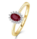 Ruby 6 X 4mm And Diamond 18k Gold Ring
