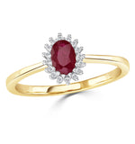 Ruby 6 X 4mm And Diamond 9k Gold Ring Item A3350