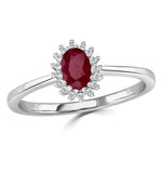Ruby 6 X 4mm And Diamond 9k White Gold Ring  A4435