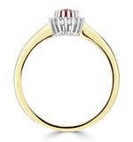 Ruby 6 X 4mm And Diamond 9k Gold Ring Item A3350