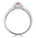 Ruby 6 X 4mm And Diamond 9k White Gold Ring  A4435