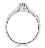 Tanzanite 6 X 4mm And Diamond 9k White Gold Ring