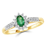 Emerald 5 X 3mm And Diamond 18k Gold Ring
