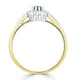 Emerald 5 X 3mm And Diamond 18k Gold Ring